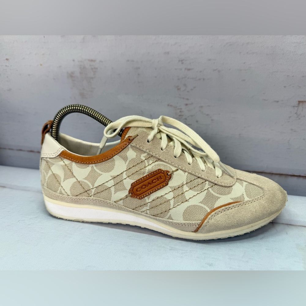 Coach Martha Sneakers Size 9 Beige Signature Canvas Worn Once